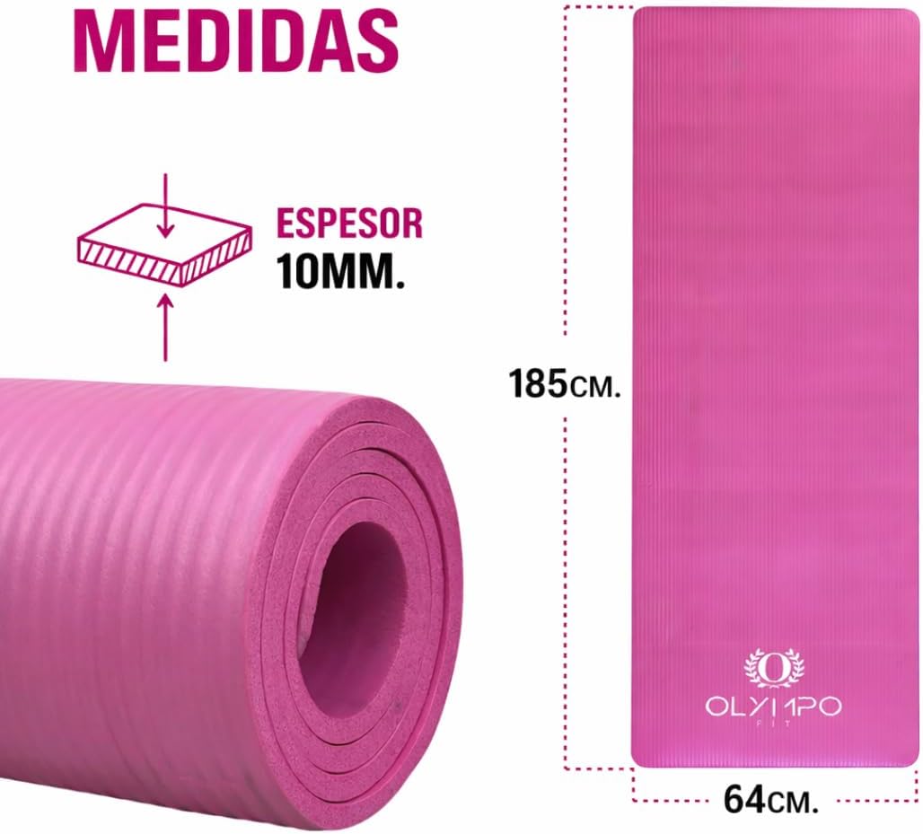 Tapete de Ejercicio 10mm Grueso para Yoga y Pilates (Antiderrapante)