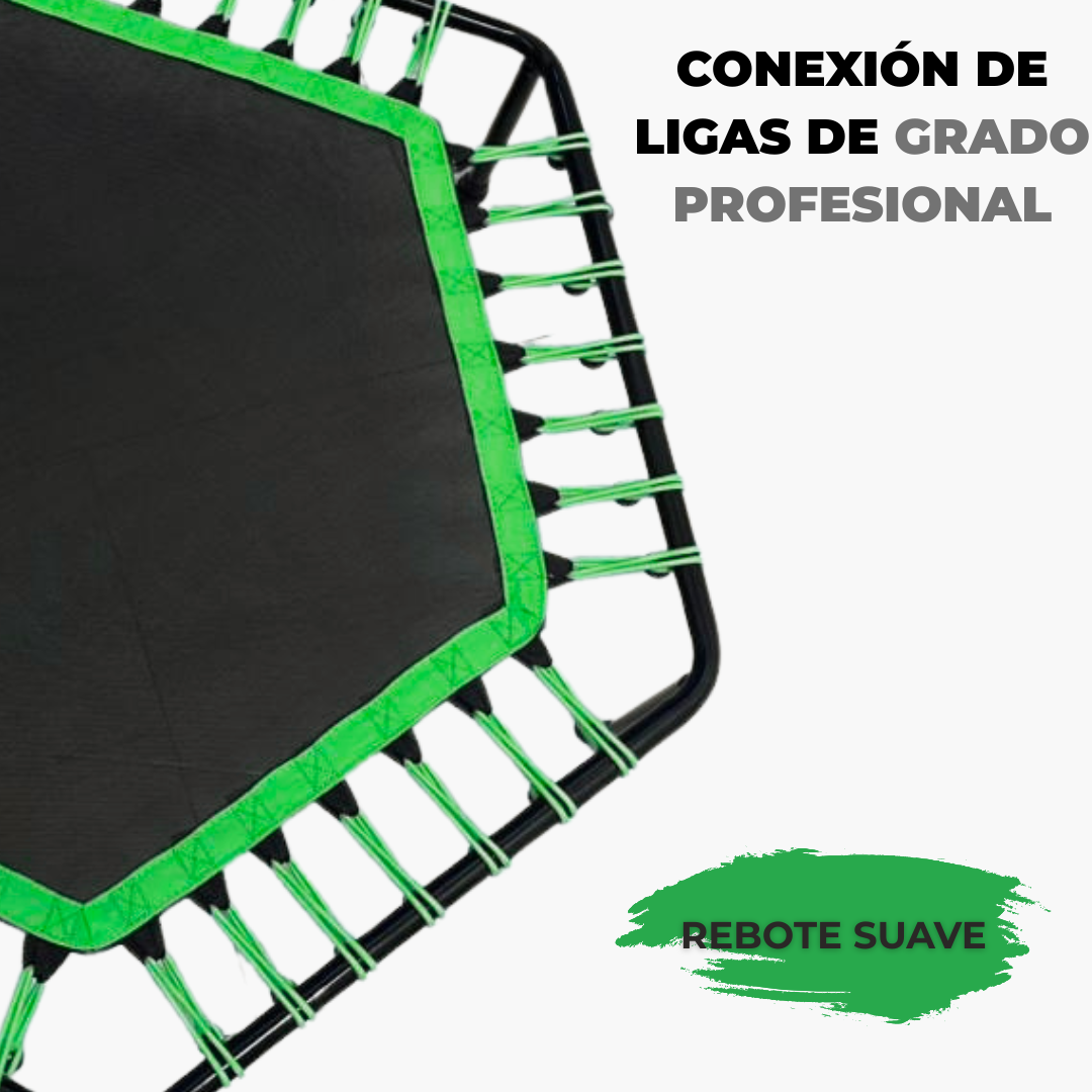 Trampolín Hexagonal con Barra de Estabilidad Ajustable