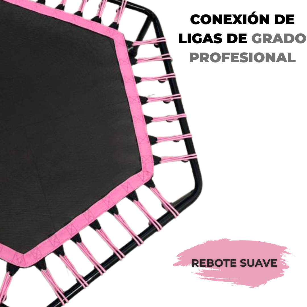 Trampolín Hexagonal con Barra de Estabilidad Ajustable