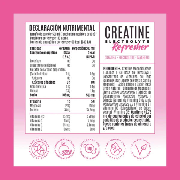 Birdman Creatine Electrolyte Refresher Pink Lemonade 300 g | Creatina Monohidratada con Electrolitos | 30 Porciones