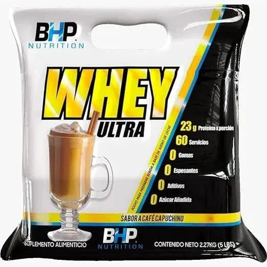 Bolsa de proteína whey ultra 2.27 kg sabor café capuchino, suplemento alimenticio