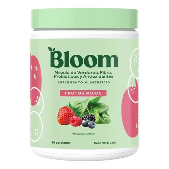 Bloom Greens & Superfoods – Mezcla de Verduras, Probióticos y Antioxidantes Sabor Frutos Rojos (289 g / 50 Servicios)