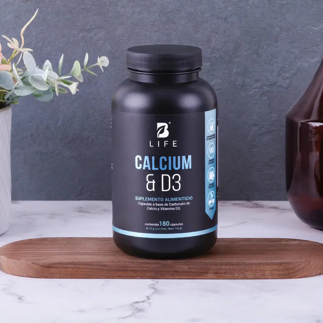 Calcio y Vitamina D3 B Life® – Salud Ósea con 1500 mg de Carbonato de Calcio (180 Cápsulas)