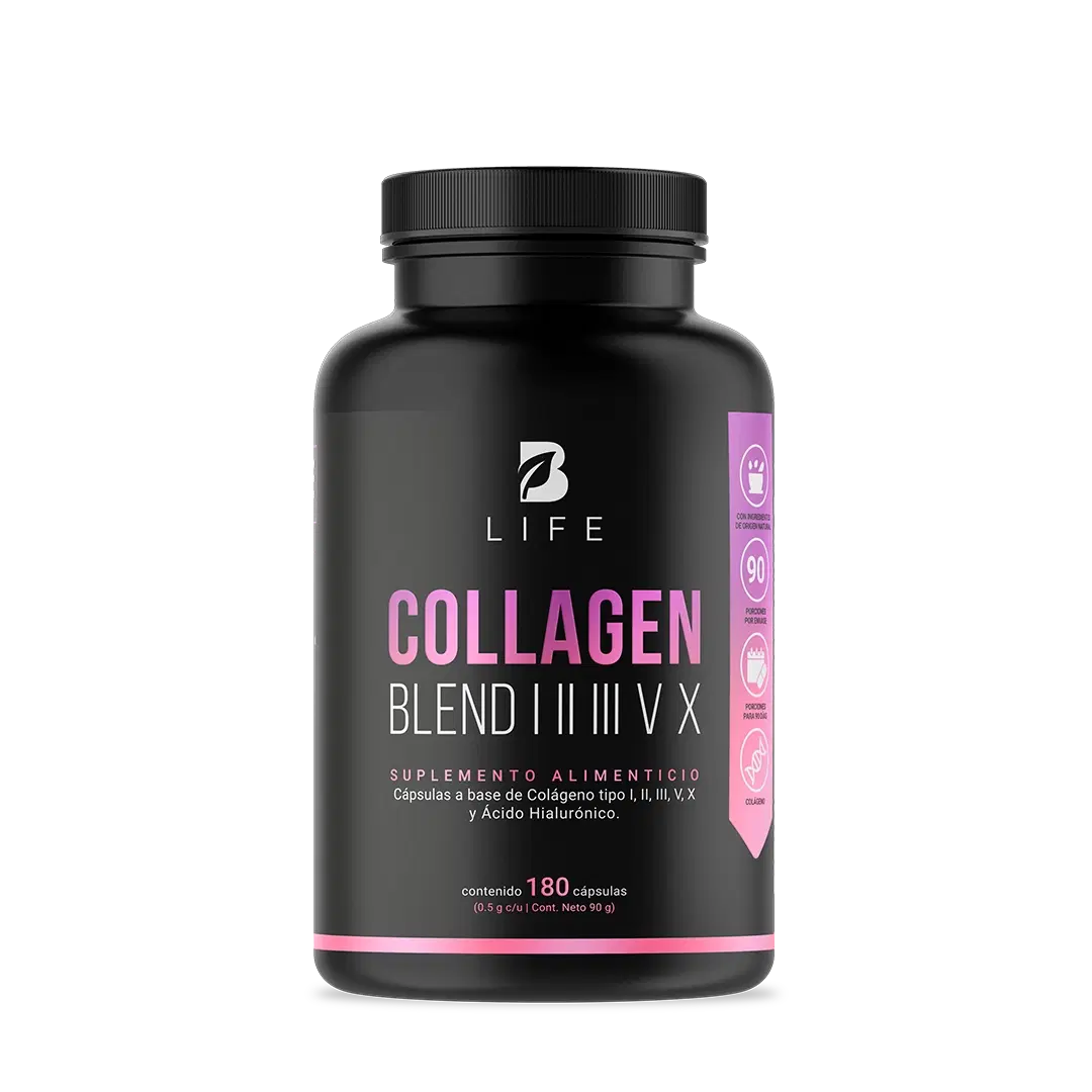 Multi Collagen Blend B Life® – Colágeno 5 Tipos (I, II, III, V, X) con Ácido Hialurónico y Vitamina C (180 Cápsulas)