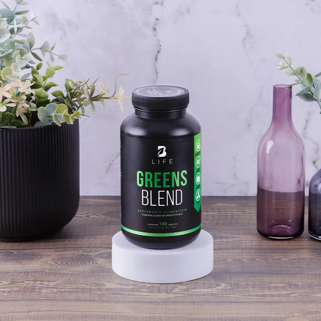 Greens Blend B Life – Superalimentos Verdes con Espirulina, Moringa, Chlorella y Matcha (180 Cápsulas)