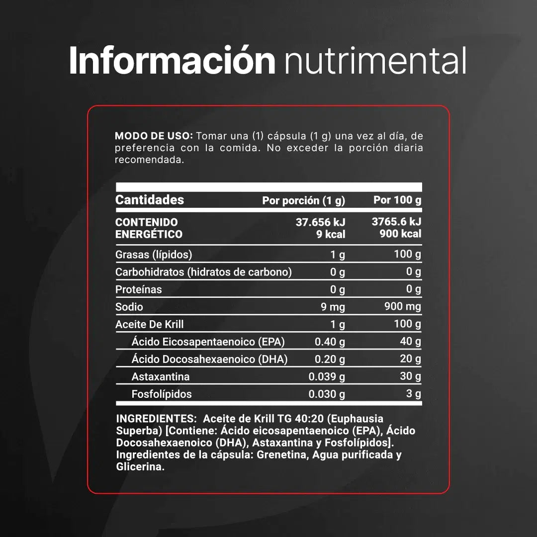 Aceite de Krill | 1000 mg de (EPA y DHA) con Astaxantina y Fosfolípidos