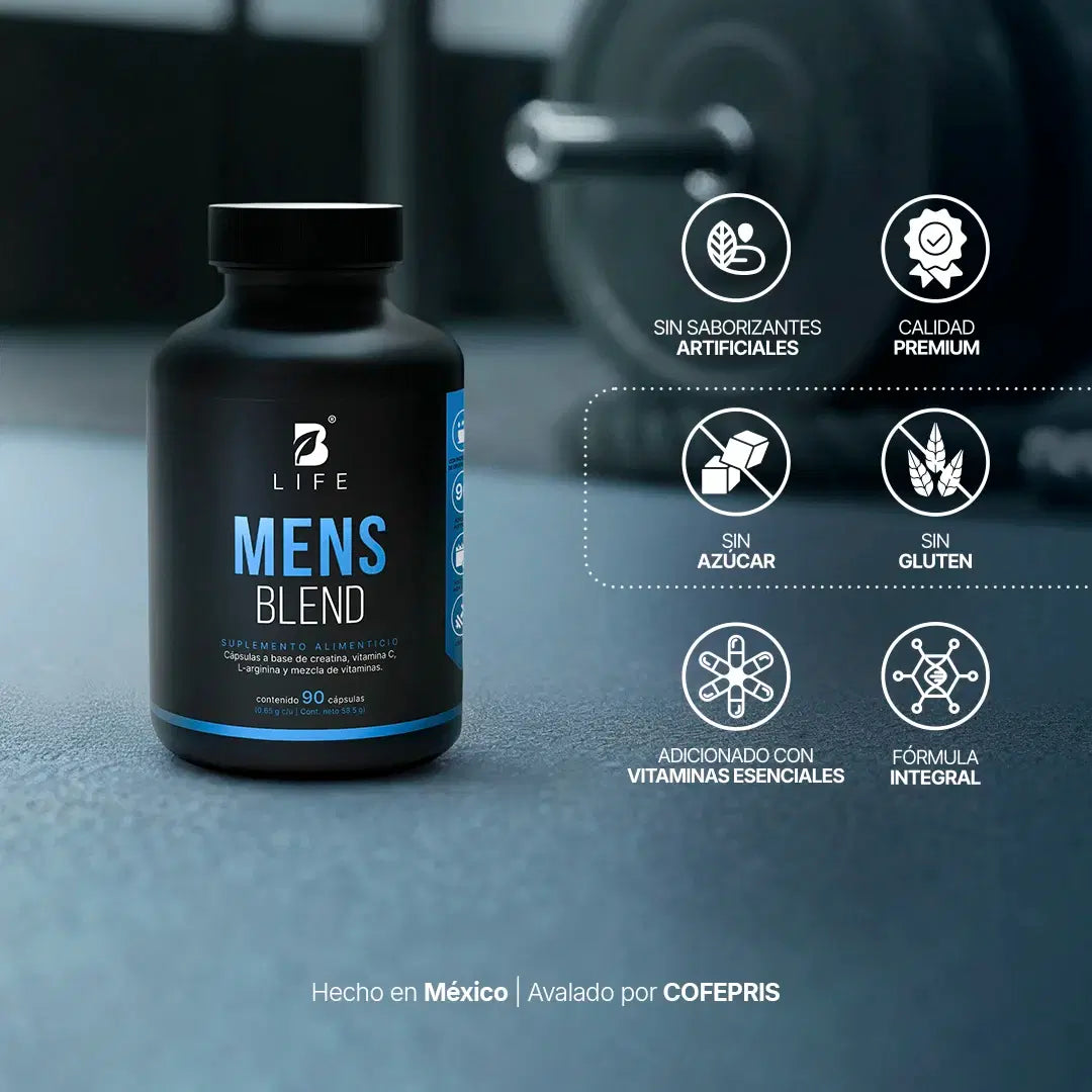 Men's Blend B Life® – Multivitamínico para Hombre con Creatina, BCAAs y L-Arginina (90 Cápsulas)