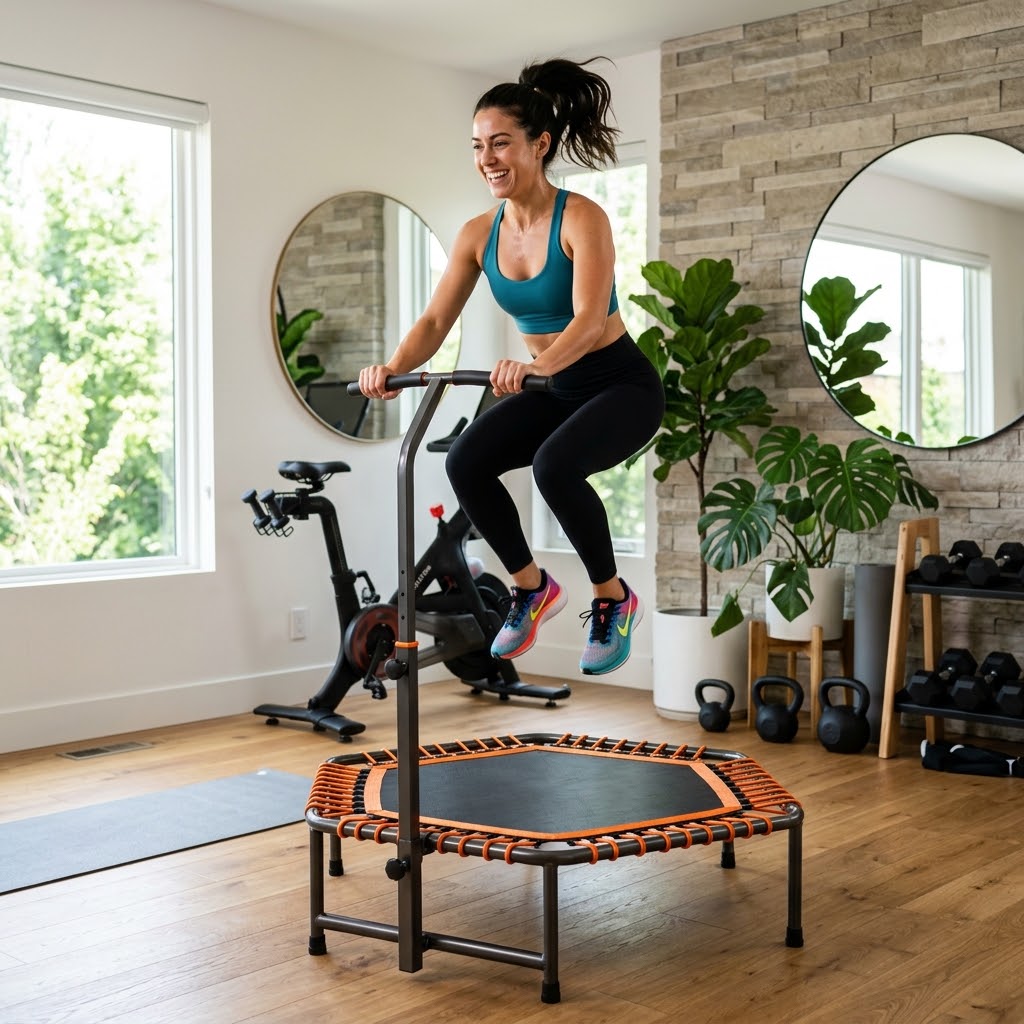 Rebounding en casa: qué es y qué aporta entrenar con un trampolín hexagonal