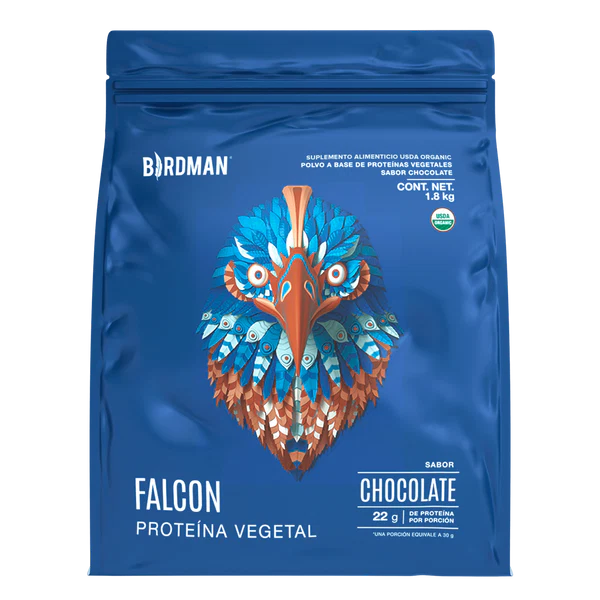 Birdman Falcon Protein Chocolate 1.8 kg | Proteína Vegetal Orgánica en Polvo | 60 Porciones