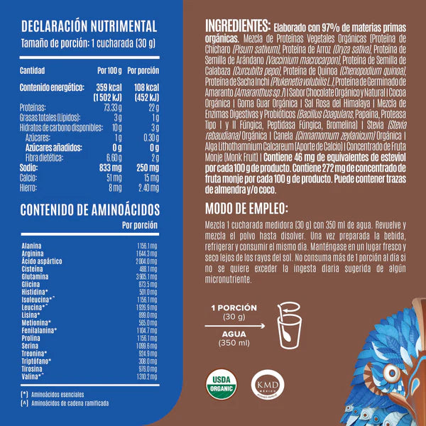 Birdman Falcon Protein Chocolate 1.8 kg | Proteína Vegetal Orgánica en Polvo | 60 Porciones