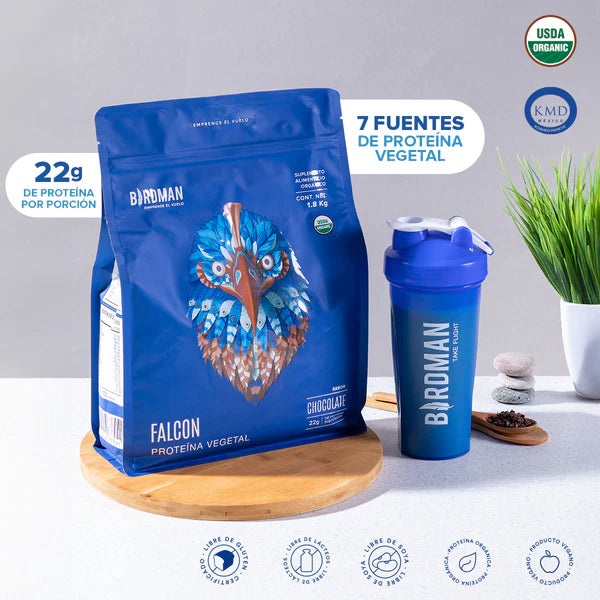 Birdman Falcon Protein Chocolate 1.8 kg | Proteína Vegetal Orgánica en Polvo | 60 Porciones