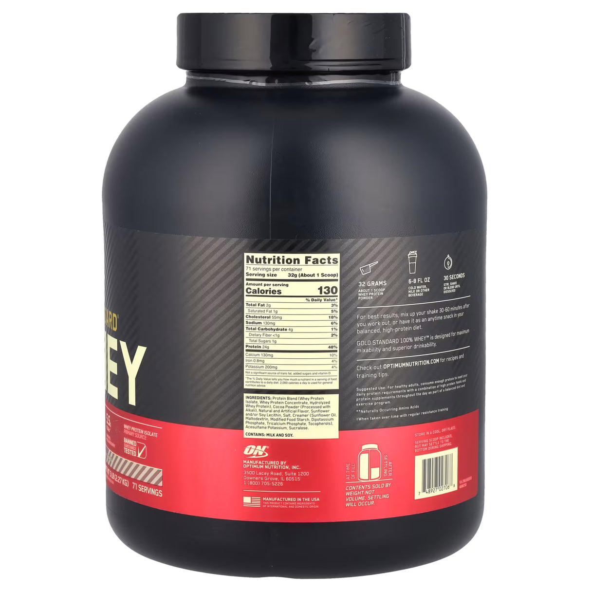 Optimum Nutrition Gold Standard 100% Whey – Proteína de Suero (5 lbs)