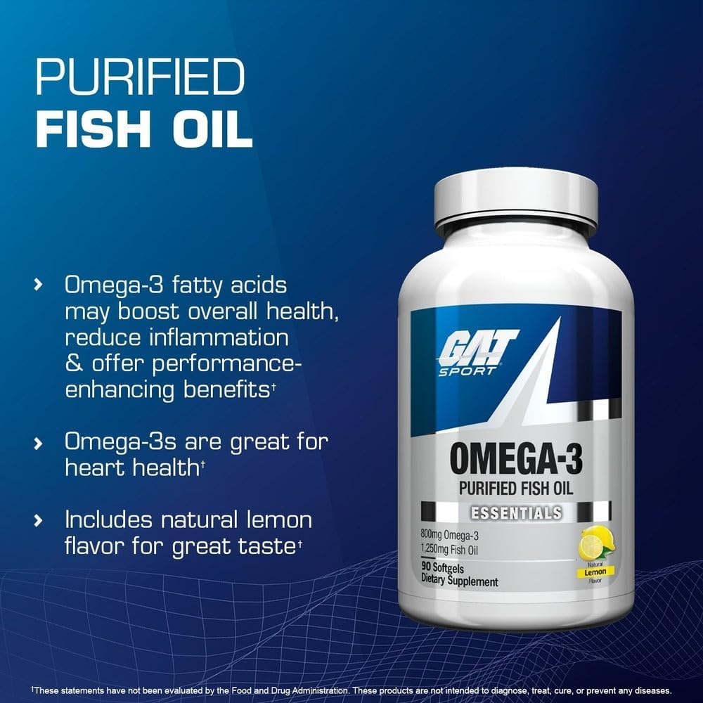 GAT Sport Essentials Omega 3 – Aceite de Pescado 1250 mg (90 Softgels)