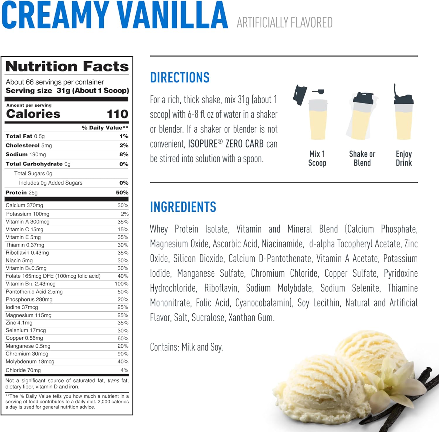 Isopure Zero Carb Proteína En Polvo 1.36 Kg  Vainilla