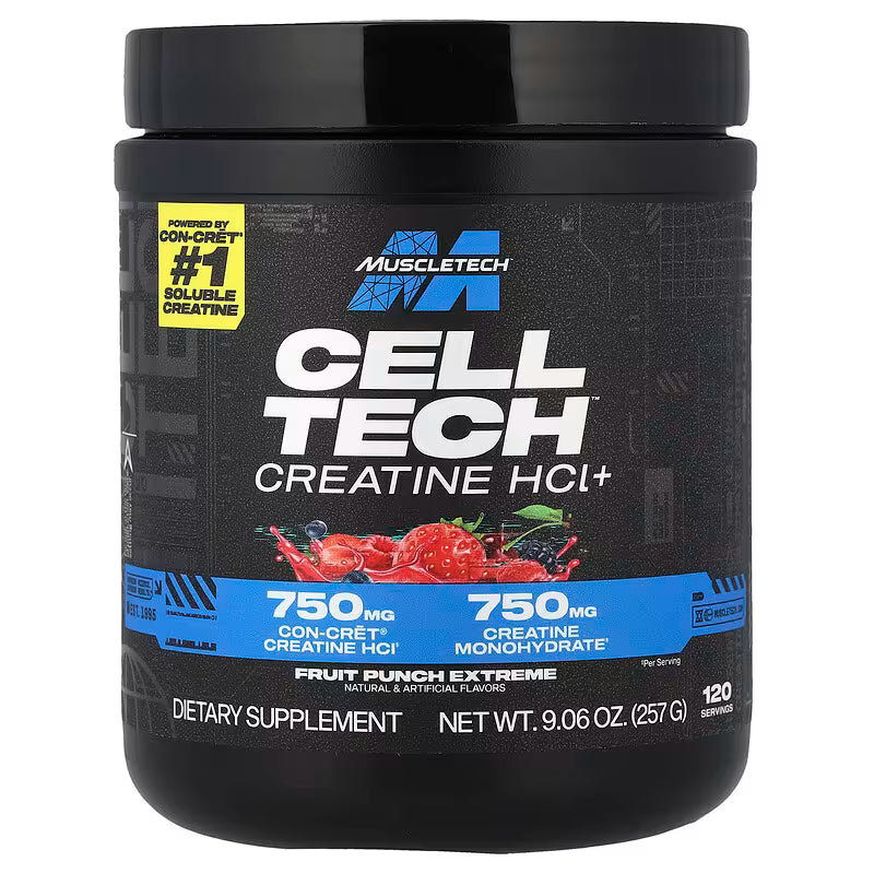 MuscleTech Cell-Tech Creactor – Creatina HCL (120 Servicios) Ponche de Frutas