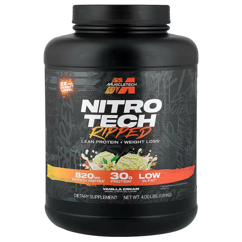 MuscleTech Nitro-Tech Ripped – Proteína Aislada y Definición (4 lbs) Vainilla