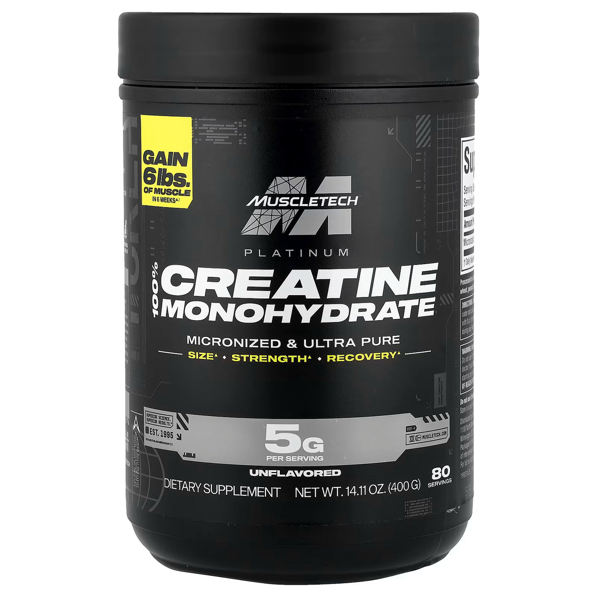 MuscleTech Platinum 100% Creatine – Monohidrato de Creatina (400g)