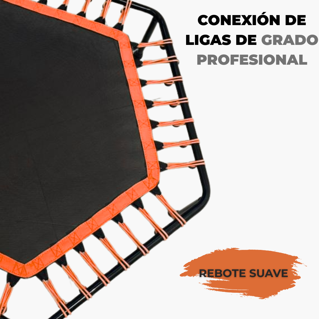 Trampolín Hexagonal con Barra de Estabilidad Ajustable