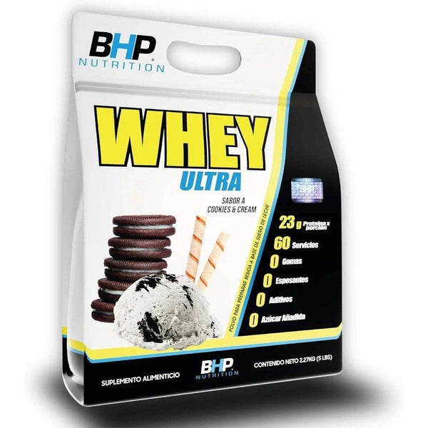 Bolsa de proteína whey ultra sabor cookies and cream de 2.27kg, suplemento alimenticio