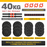 Set De Mancuernas Pesas Olympo Fit Ajustables 40kg Gym