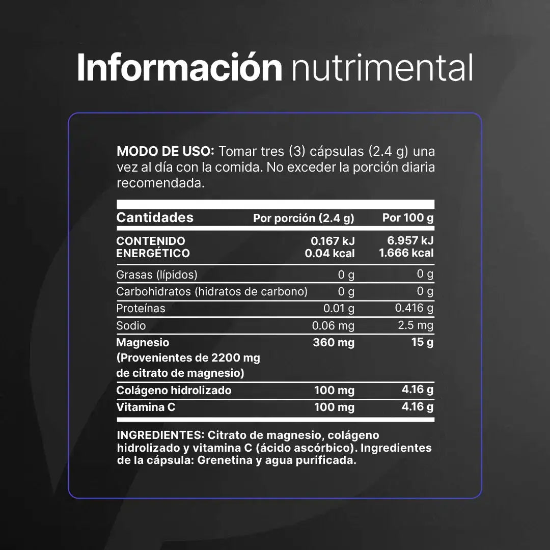 Citrato de Magnesio Puro | con Vitamina C y Colágeno Hidrolizado