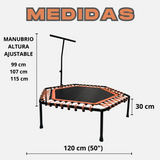 Trampolín Hexagonal con Barra de Estabilidad Ajustable