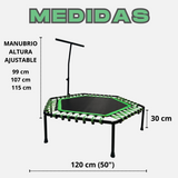 Trampolín Hexagonal con Barra de Estabilidad Ajustable