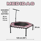 Trampolín Hexagonal con Barra de Estabilidad Ajustable