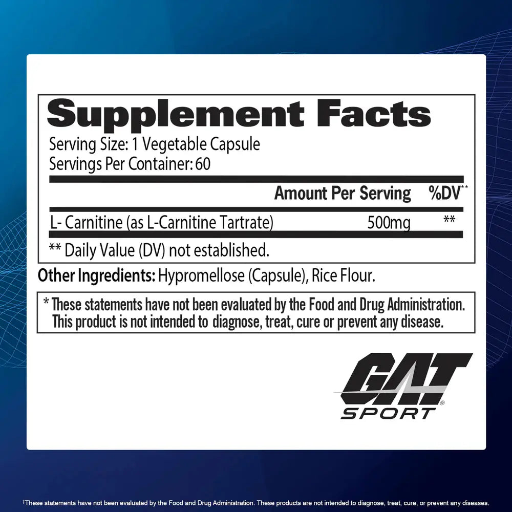 GAT Sport L-Carnitine 500 mg – Soporte Metabólico (60 Cápsulas)