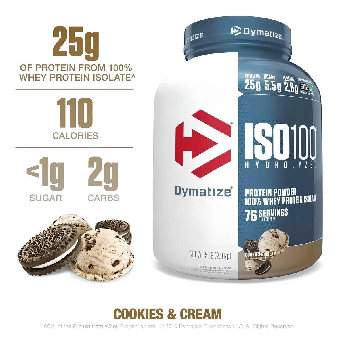 Dymatize ISO 100 – Cookies & Cream (5 lbs)