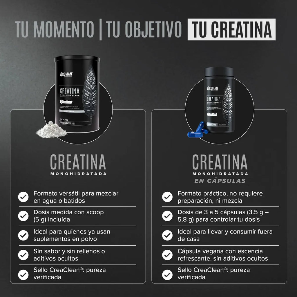 Birdman Creatina Monohidratada En Polvo De Alta Pureza | 90 Servicios | 450g | Sabor Natural