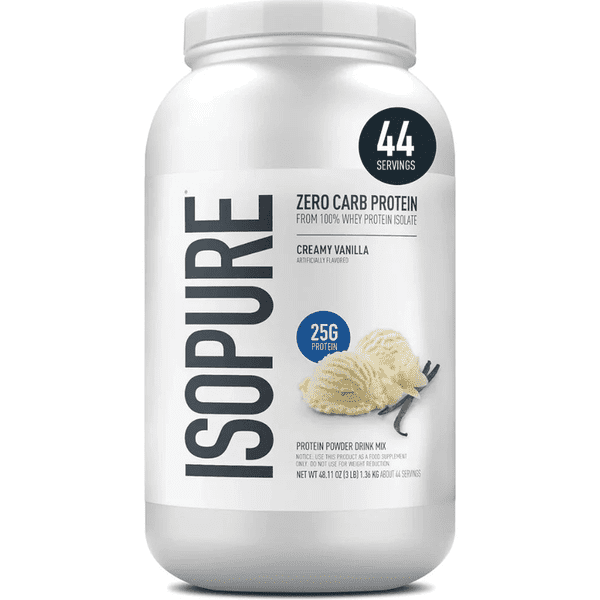 Proteína en polvo Isopure vainilla, 1.36 kg, cero carbohidratos, 44 porciones.