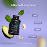 4 Mag Element B Life® – Fórmula Pura de 4 Magnesios: Citrato, Glicinato, Gluconato y Carbon (60 Cápsulas)