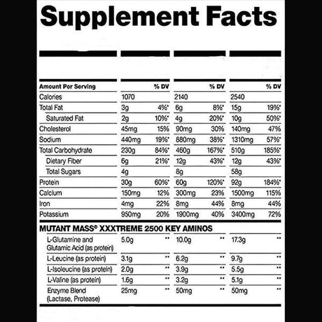Mutant Mass Extreme Gainer 12 lb (5.4 kg) Sabor Vainilla Alto en Calorías | Suplementos Nutrihub Mutant