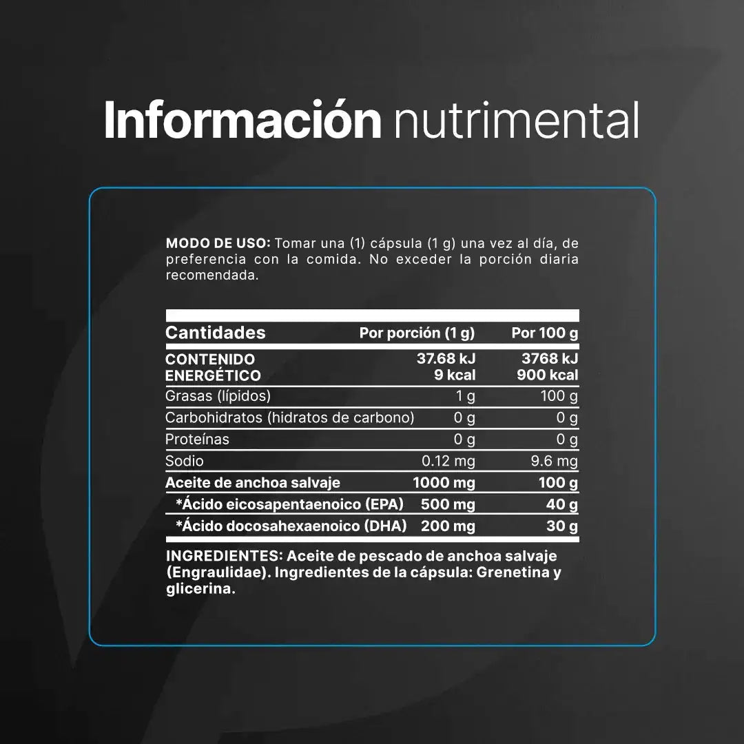 Omega 3 Platinum | Anchoa Salvaje con EPA y DHA | sin Metales Pesados | 1000 mg por porción