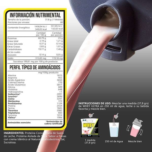 Proteina Bhp Ultra Whey Ultra 2.27 Kg 5 Lbs Bolsa Sabor Fresas con Crema | Suplementos Nutrihub BHP Nutrition