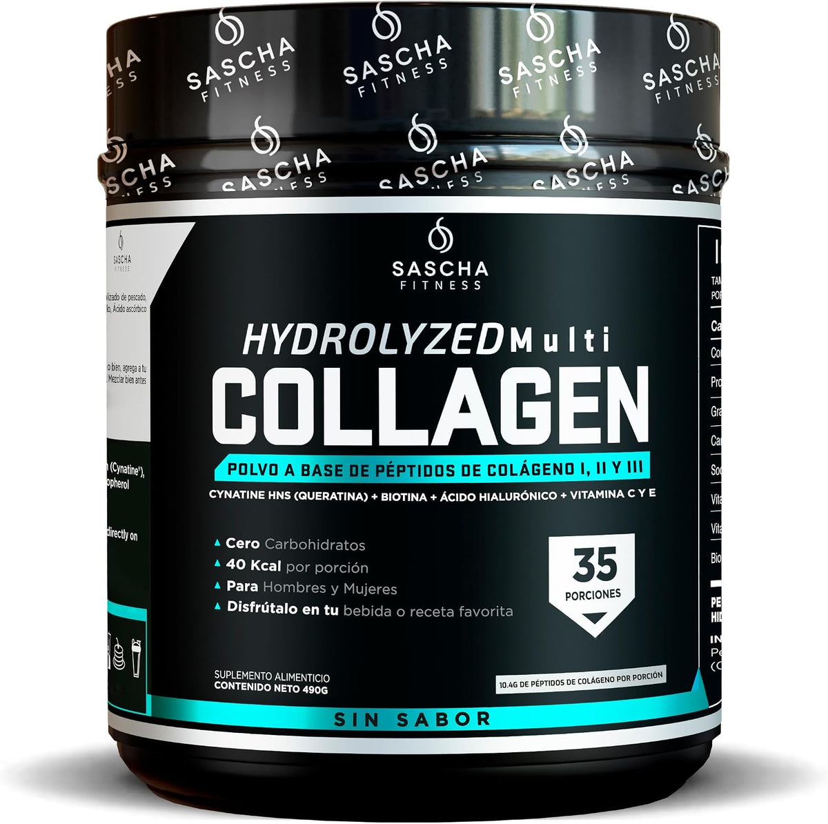 Sascha Fitness Multi Colágeno Hidrolizado | Ácido Hialurónico | Biotina | Cynatine HNS | Vitamina C & E