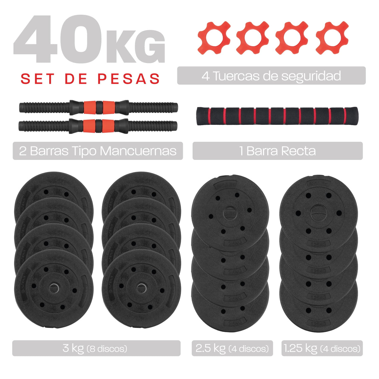 Set De Mancuernas Pesas Olympo Fit Ajustables 40kg Gym