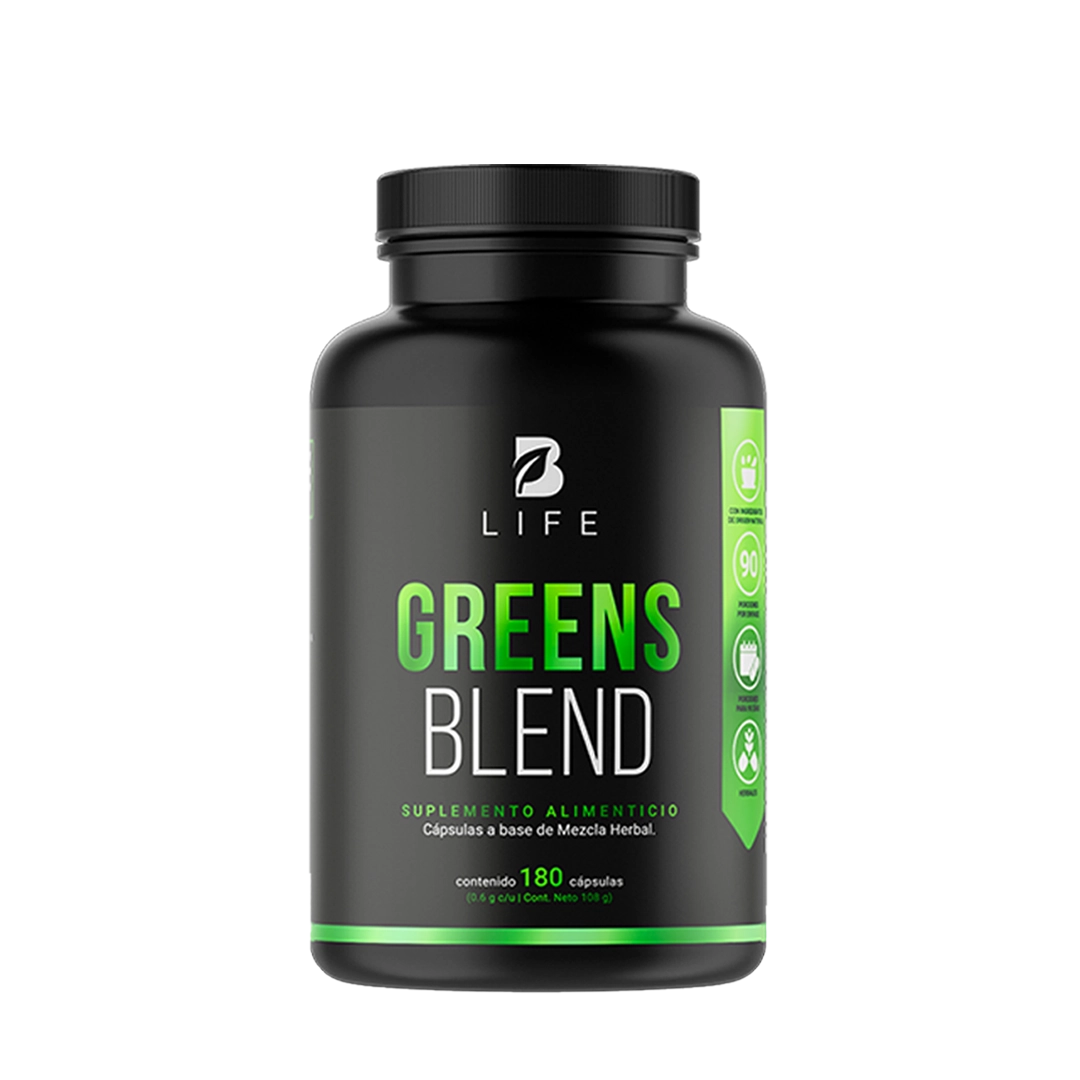 Greens Blend B Life – Superalimentos Verdes con Espirulina, Moringa, Chlorella y Matcha (180 Cápsulas)